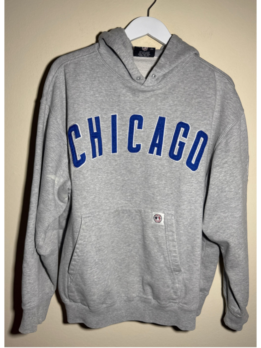 Stitches Chicago Cubs MLB Hoodie Sweatshirt Grey Blue Size L
